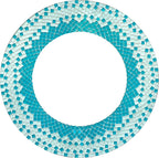 Handcrafted Blue Round Mirror — 24" — White, Sky Blue