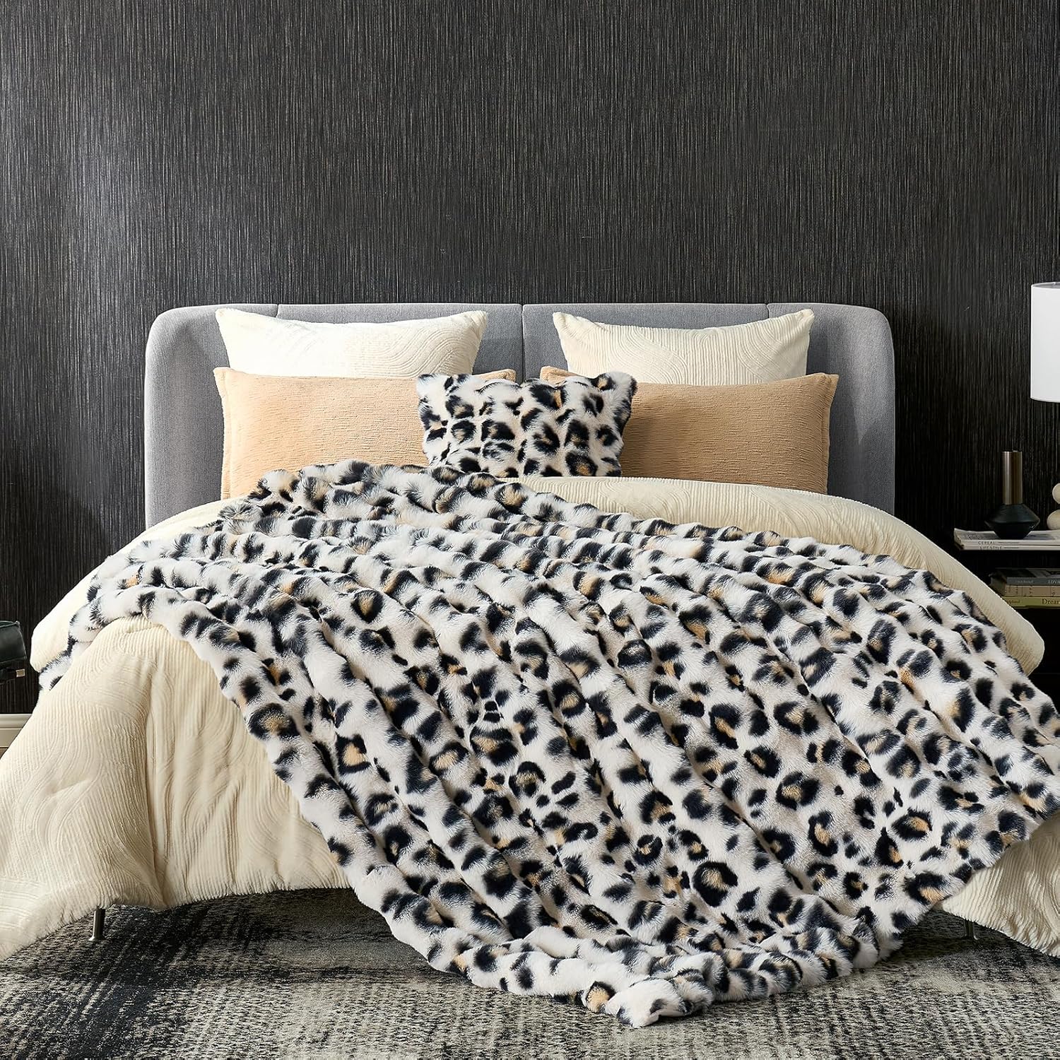 Beige Throw Pillow — 50" — Leopard