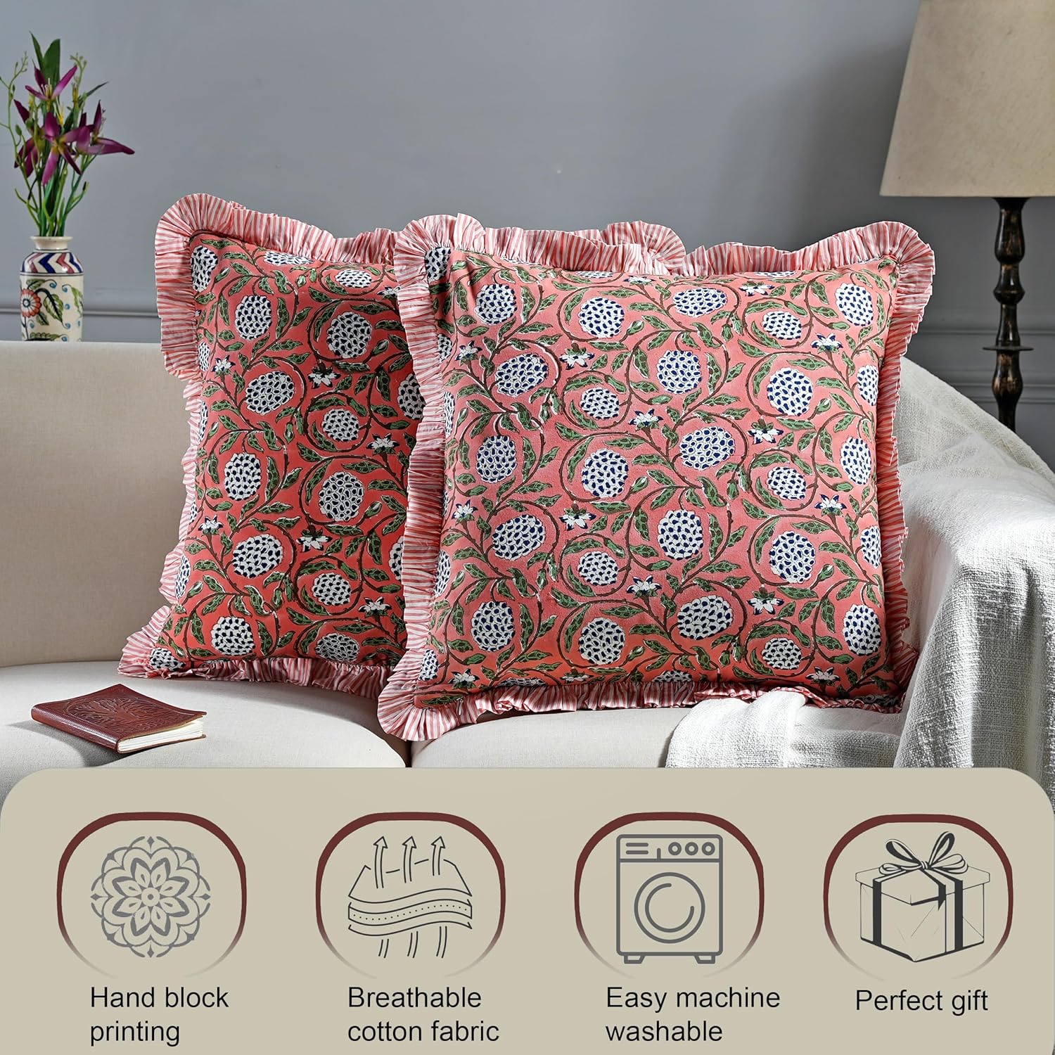 Blue Throw Pillow Cover — 18" - View 5