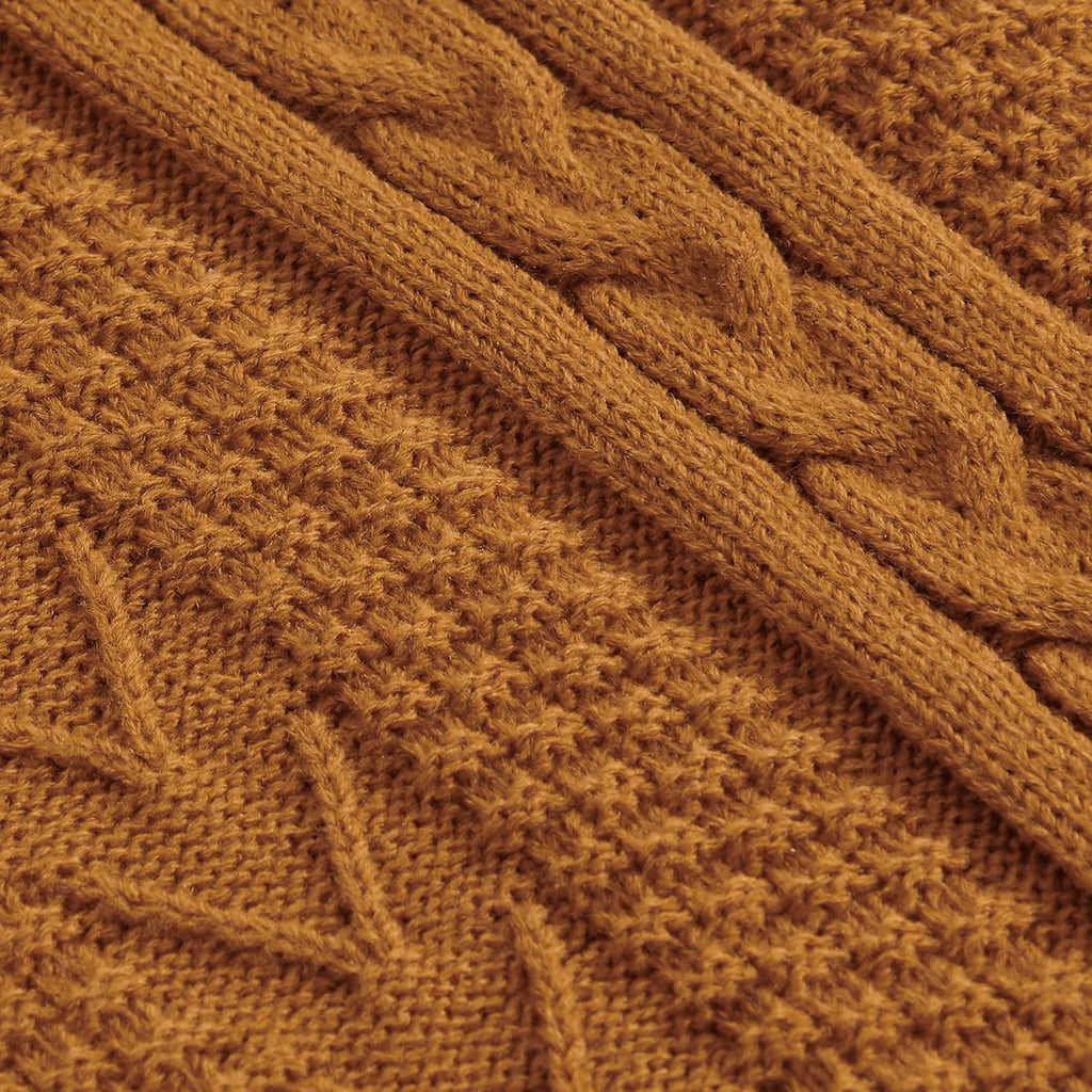 Knit Beige Throw Pillow — 50" - View 3