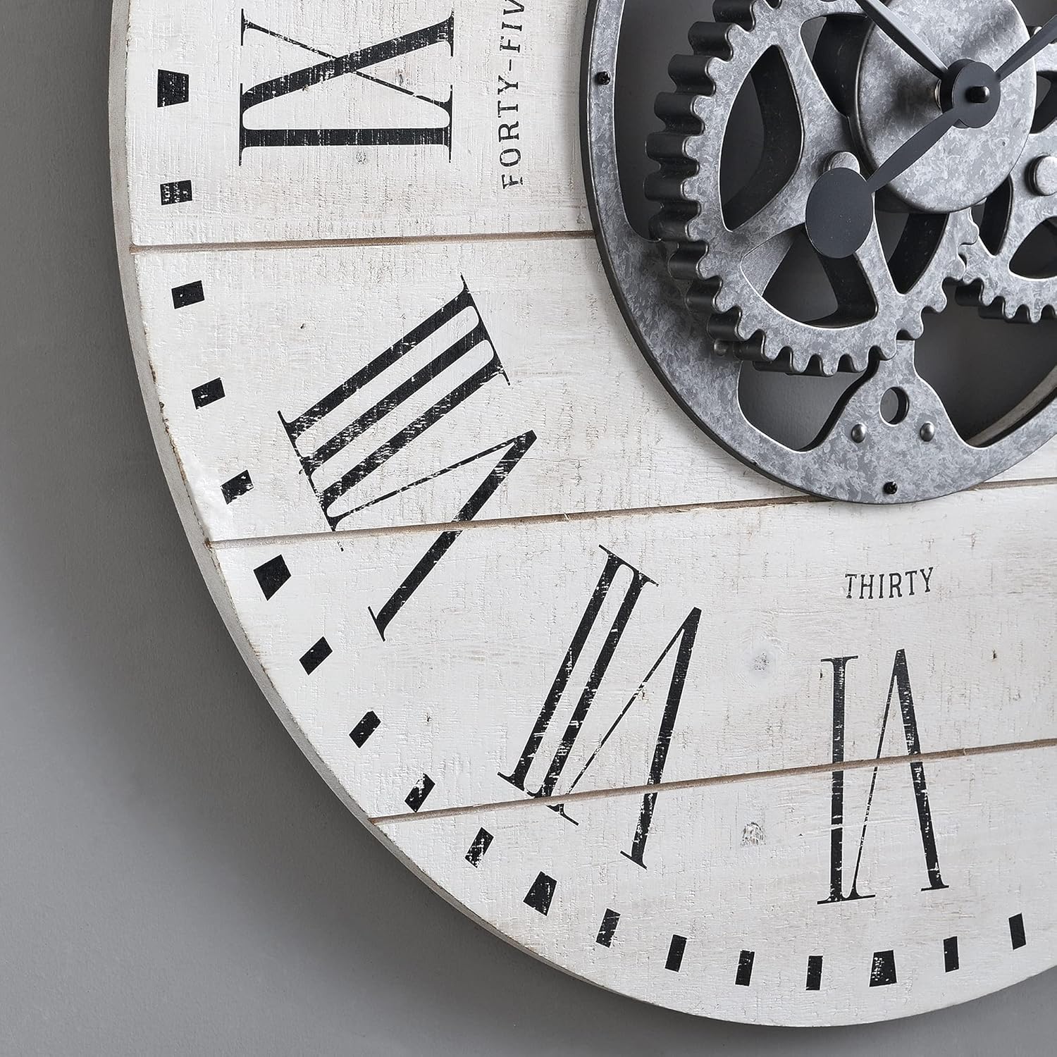 Round Farmhouse Black Wall Clock — 27" - View 3