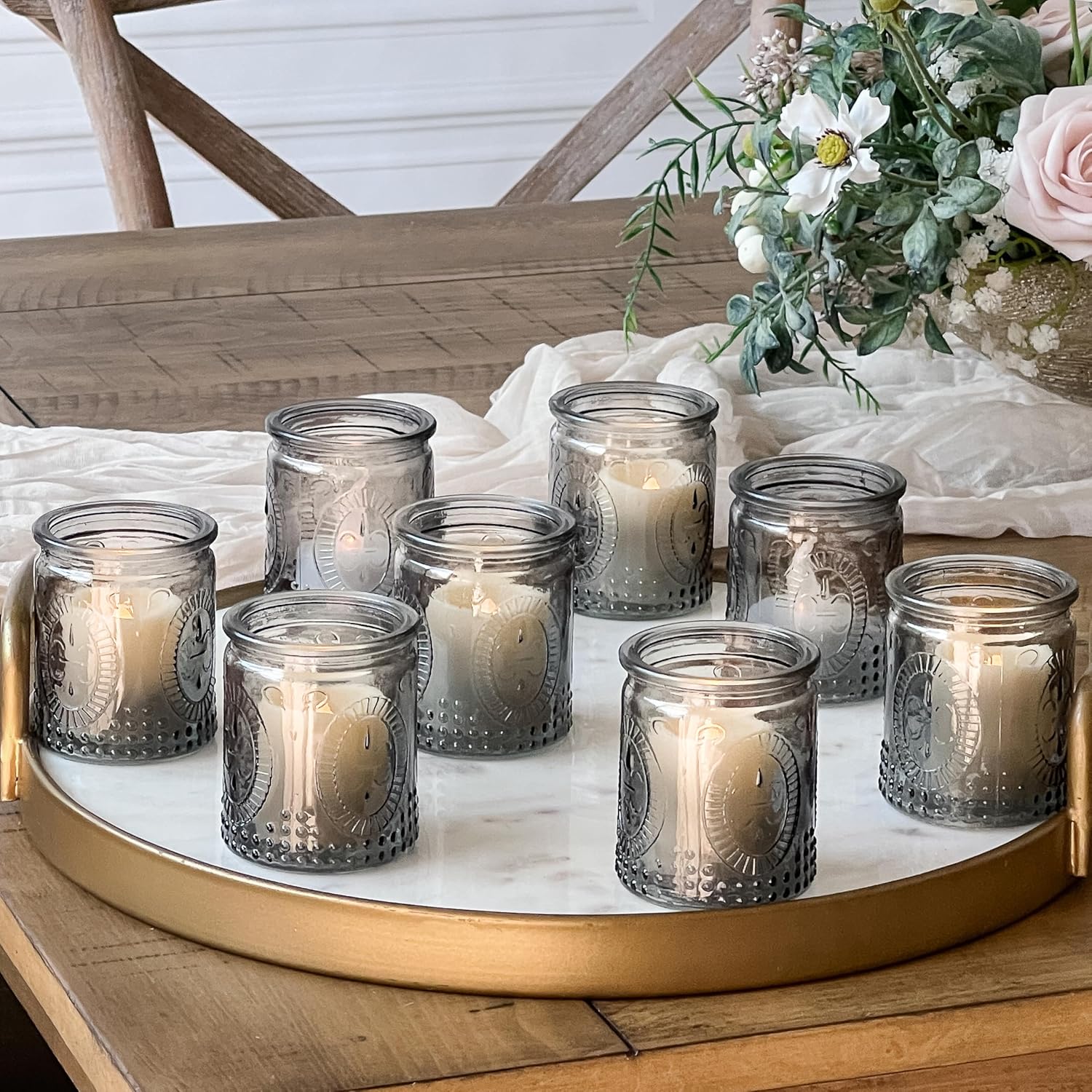 Vintage Blue Candle — Set of 4 — Smoke Gray