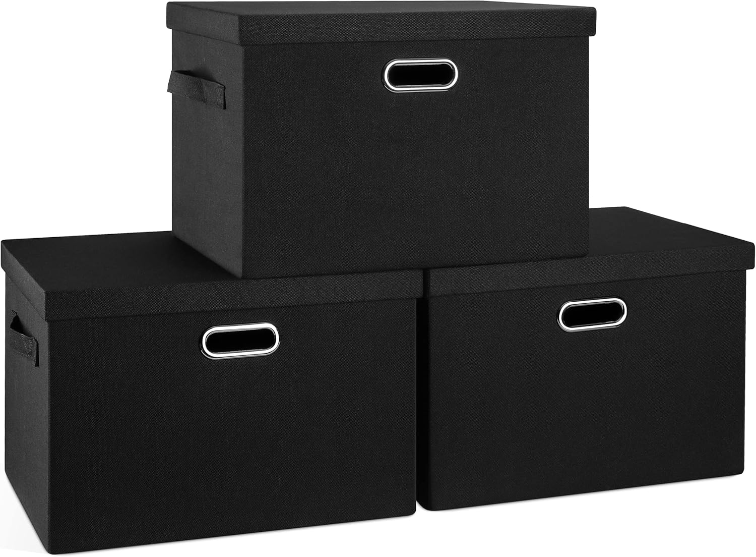 Linen Beige Storage Bin — 6x11 — Black