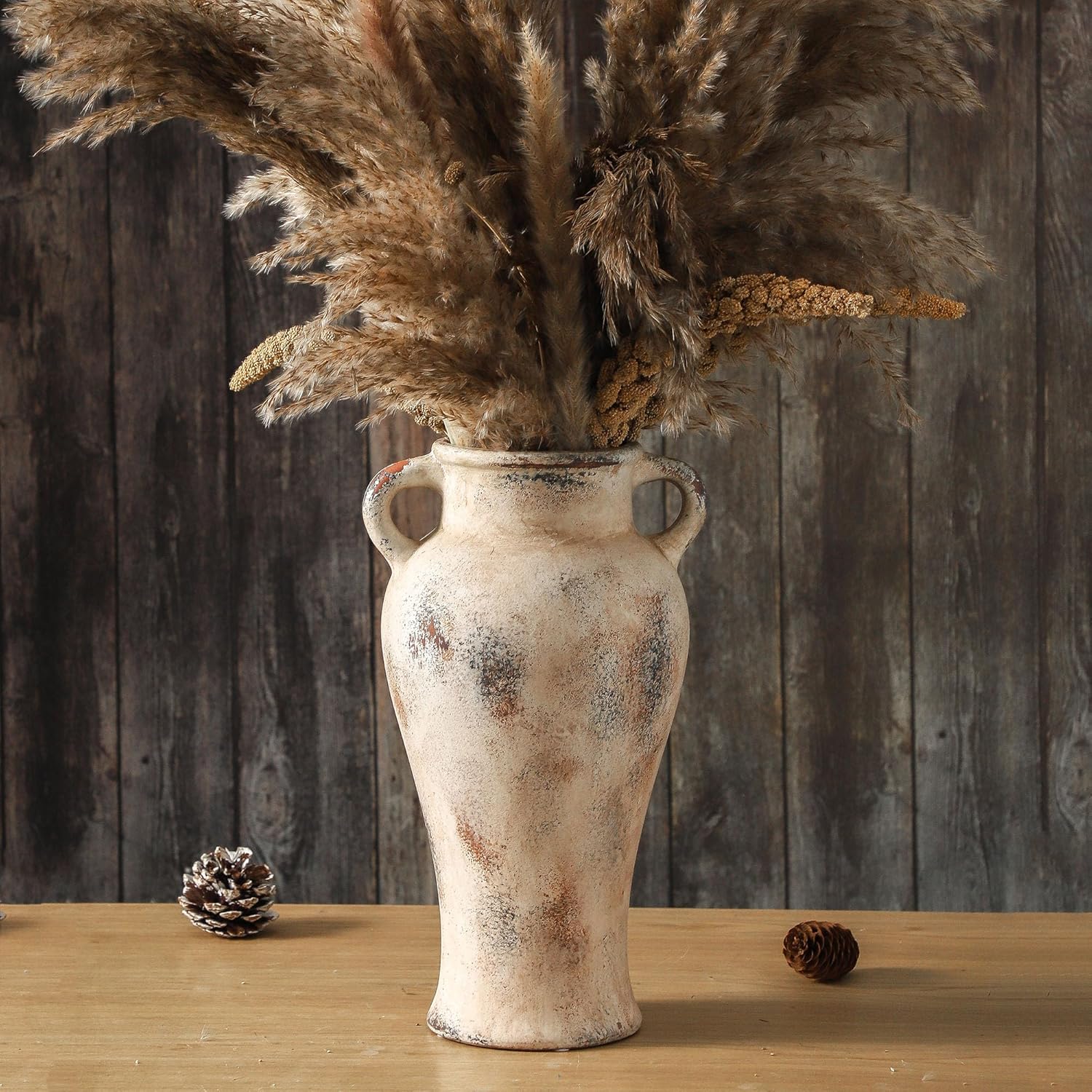 Vintage Blue Decorative Vase — 9.7" — Rustic -12.6 in