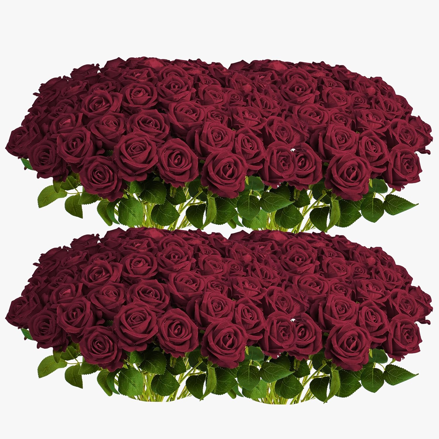 Velvet Luxe Black Artificial Flowers — Wine Red