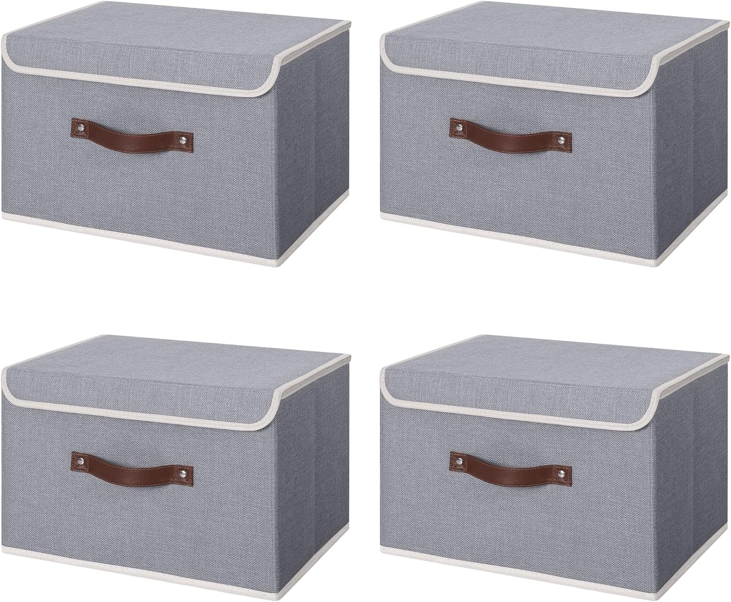 Linen Beige Storage Bin — Set of 1 — Large (Pack of 4)