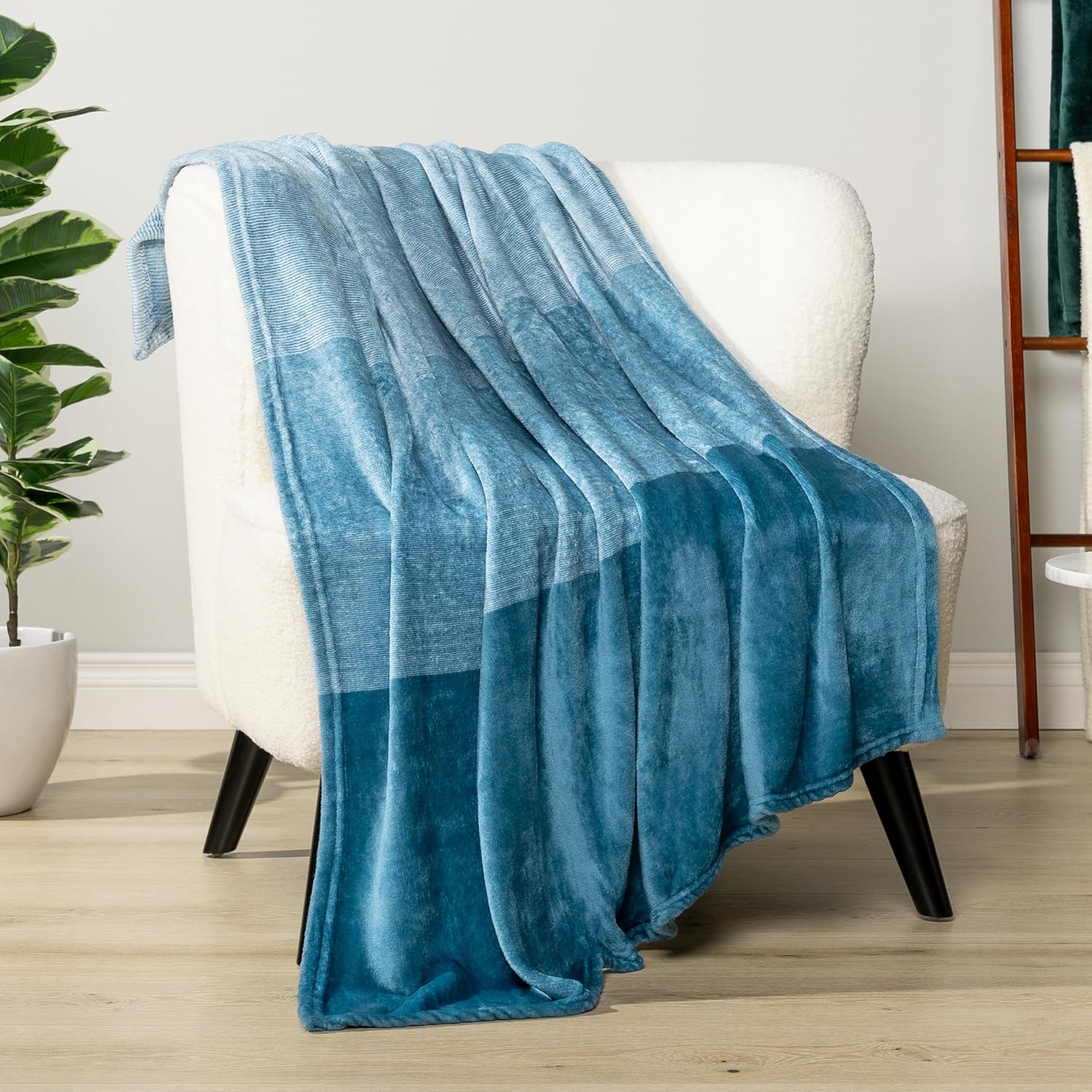 Beige Throw Pillow — 60" — Gradient - Sea Blue