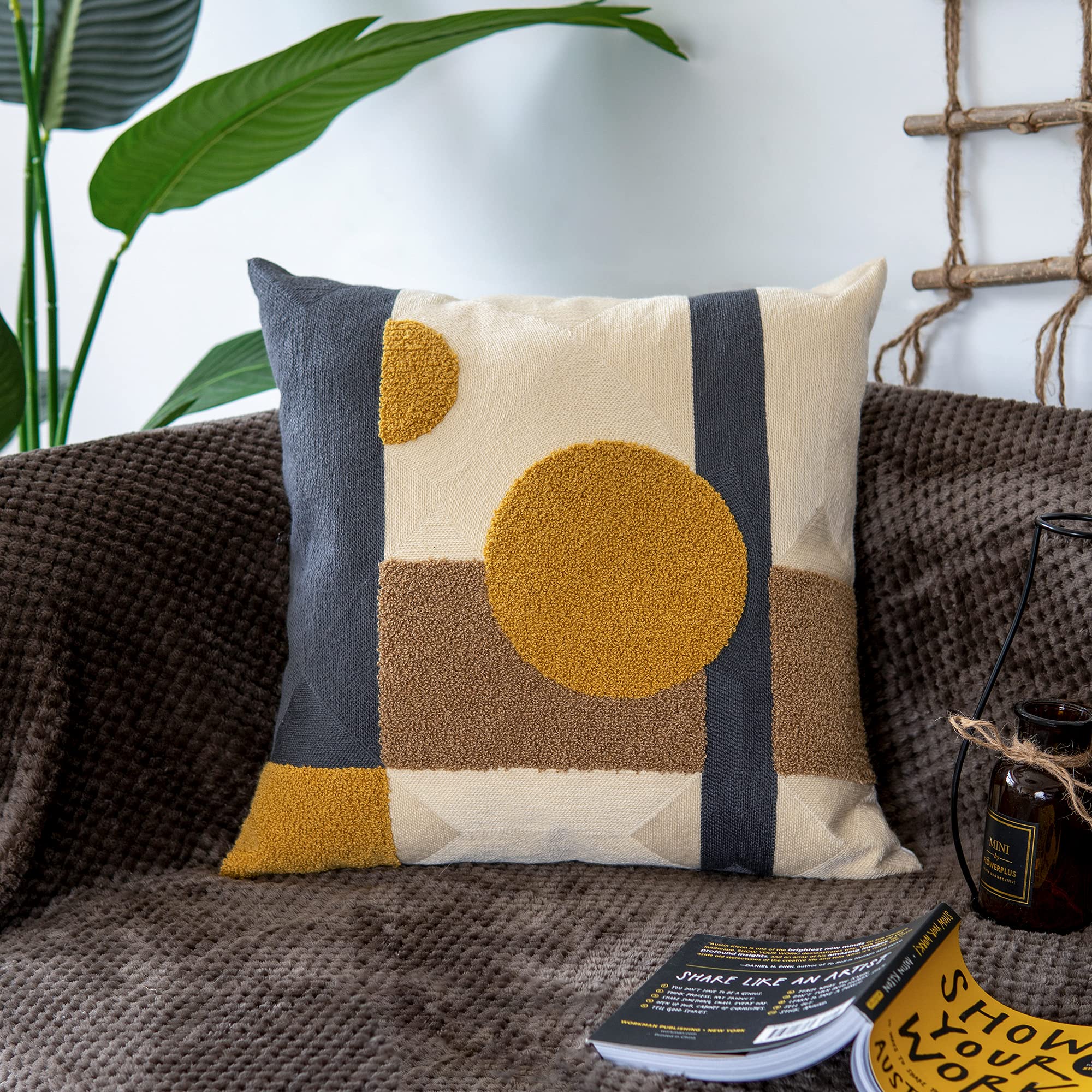Vintage Boho Fabric Throw Pillow Cover — 18"