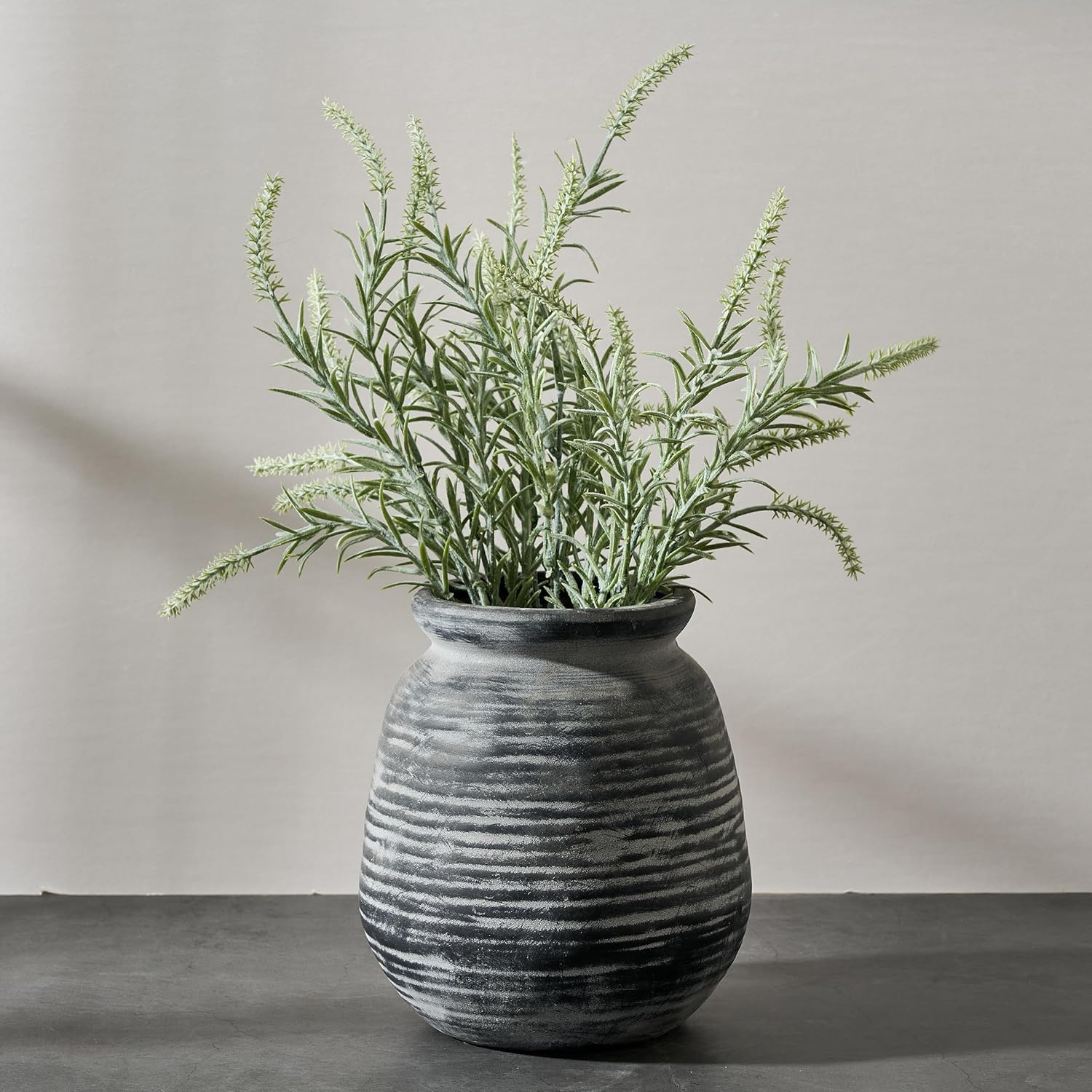 Farmhouse Beige Flower Vase — 3" — Black