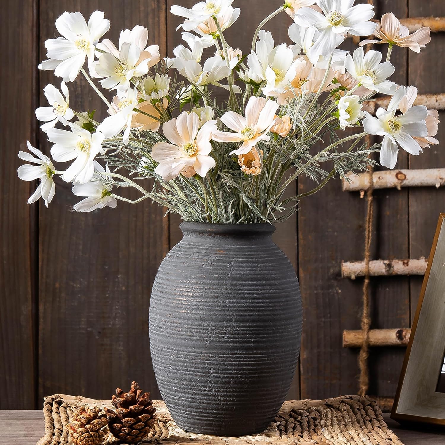 Vintage Farmhouse Ceramic Flower Vase — 112-1-8.4in