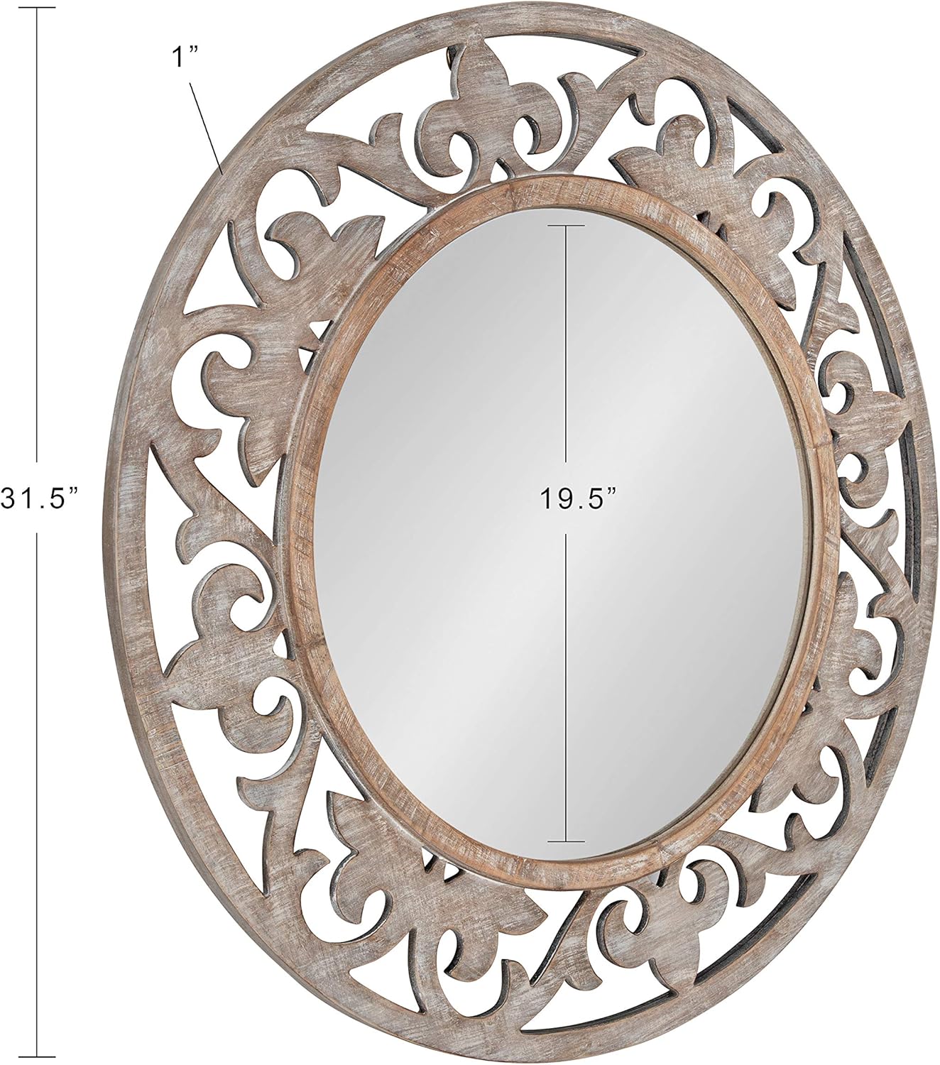 Vintage Farmhouse White Round Mirror — 31.5" - View 3
