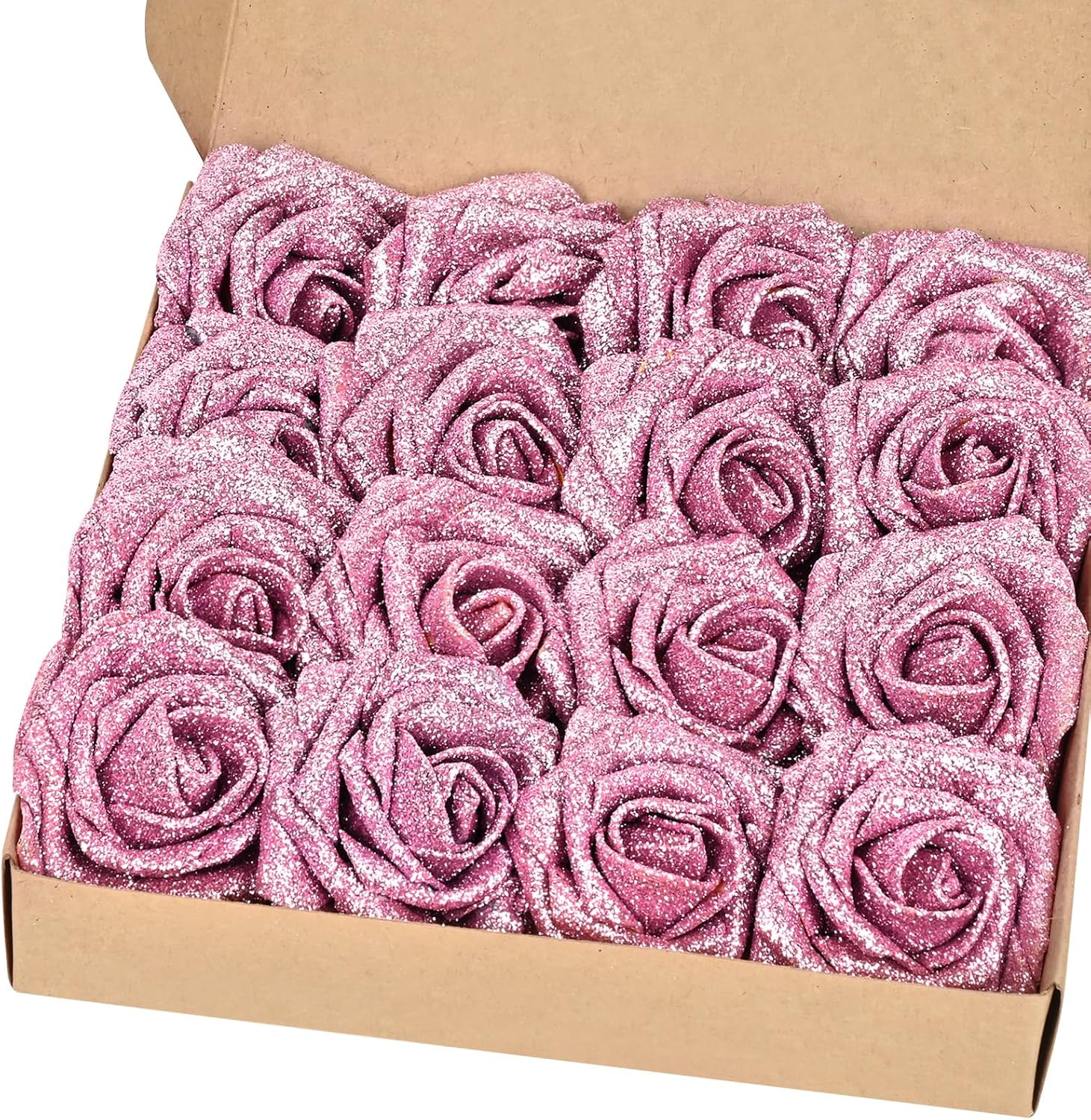 Black Artificial Flowers — Pink Glitter