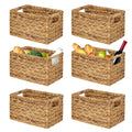 Rectangular Boho Rattan Storage Basket — Set of 6
