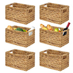 Rectangular Boho Rattan Storage Basket — Set of 6