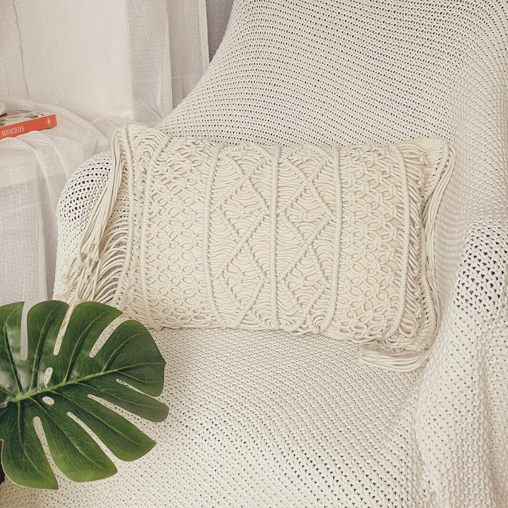 Lumbar Boho Rattan Throw Pillow Cover — Set of 2 - View 6