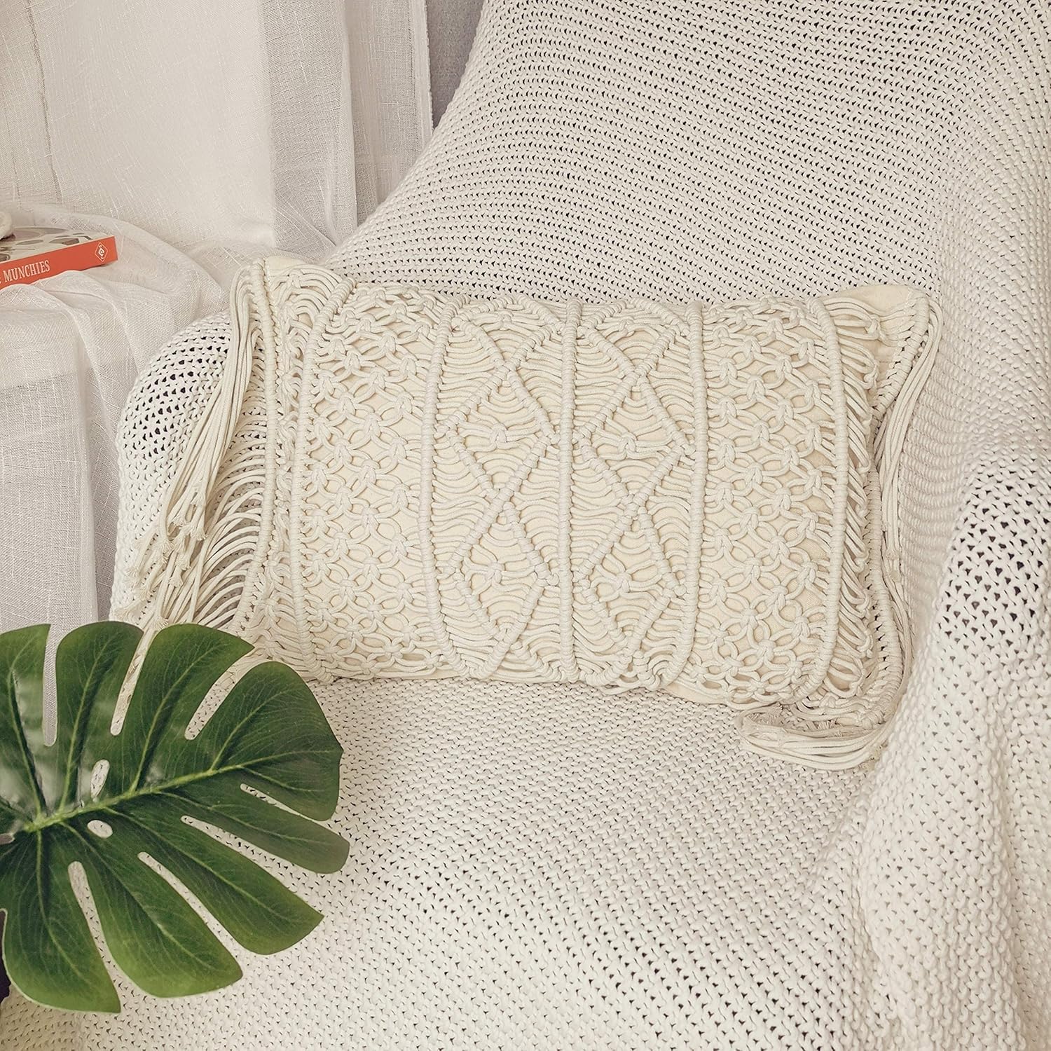 Lumbar Boho Rattan Throw Pillow Cover — Set of 2 - View 6