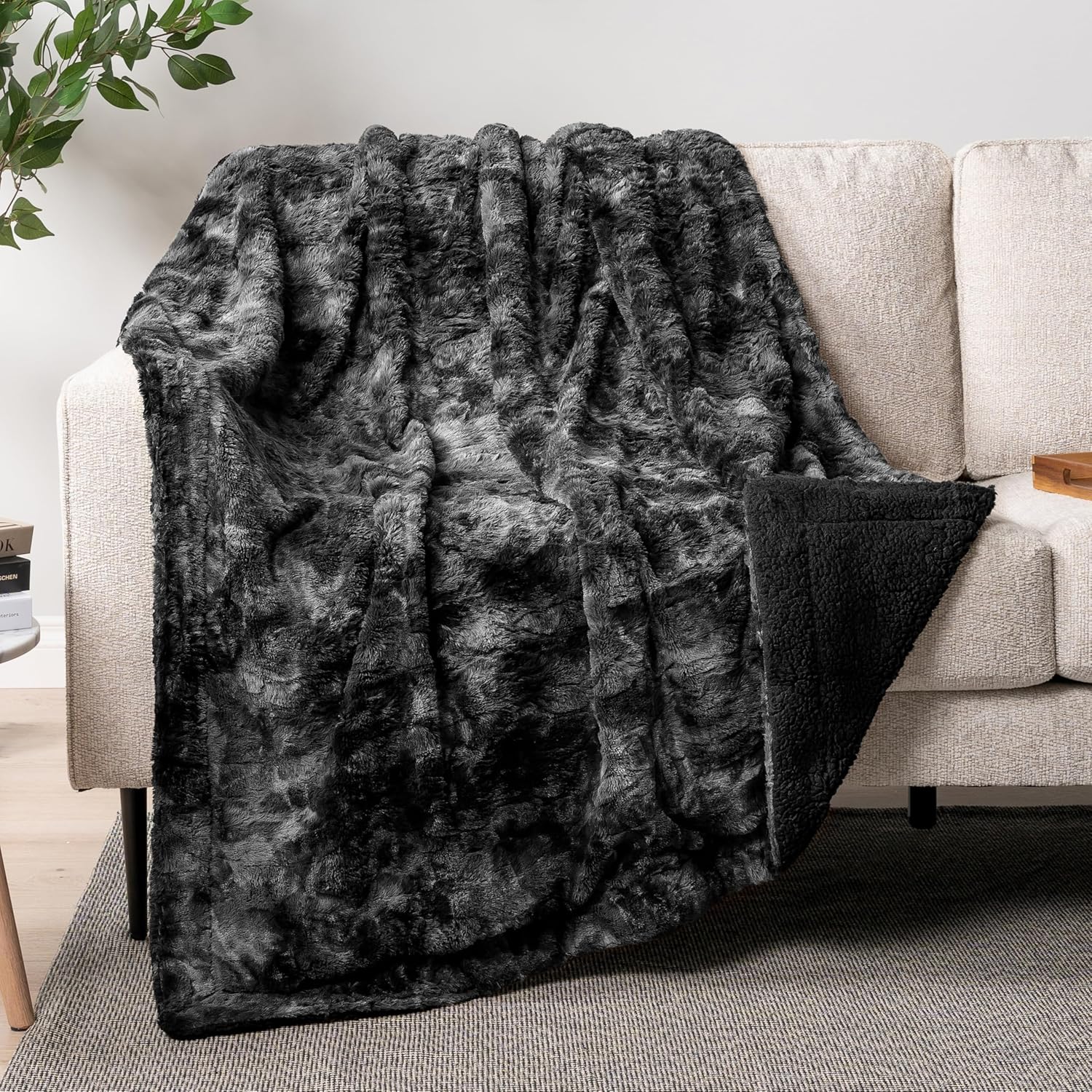 Beige Throw Pillow — 80" — Black