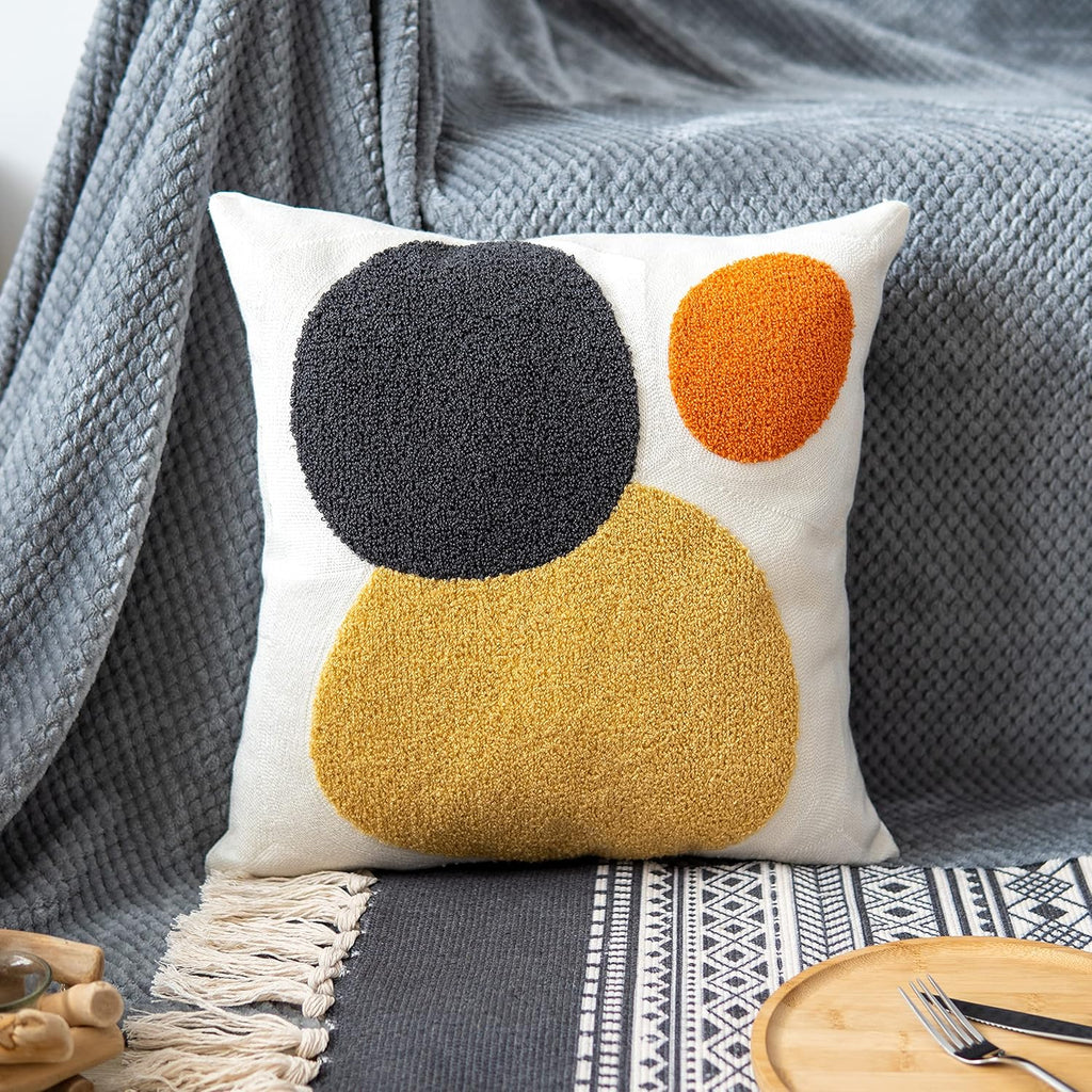 Tufted Boho Fabric Throw Pillow Cover — 20" — 18" x 18" (Pack of 1)