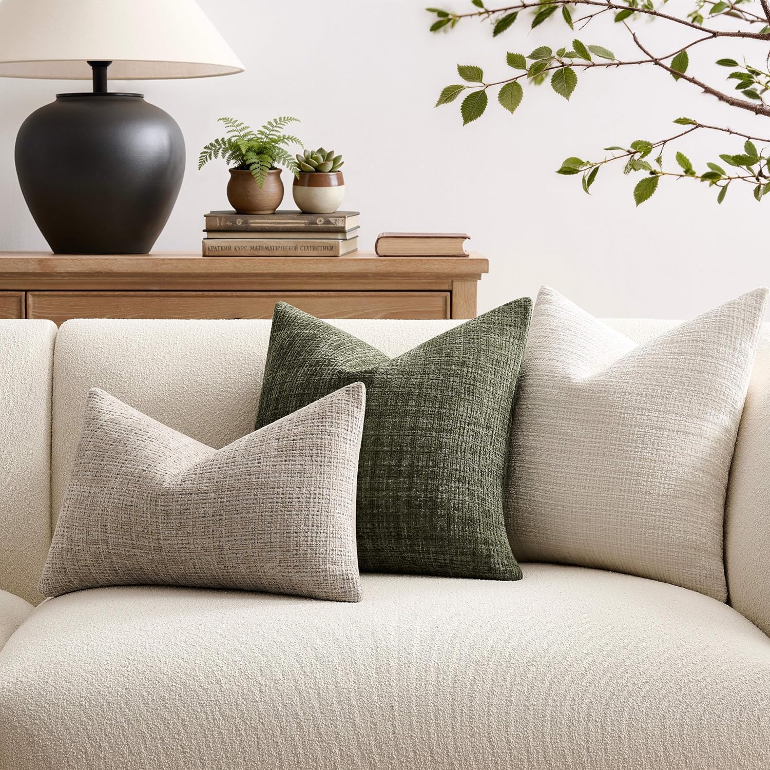 Chenille Boho Blue Throw Pillow Cover — 20" - View 6