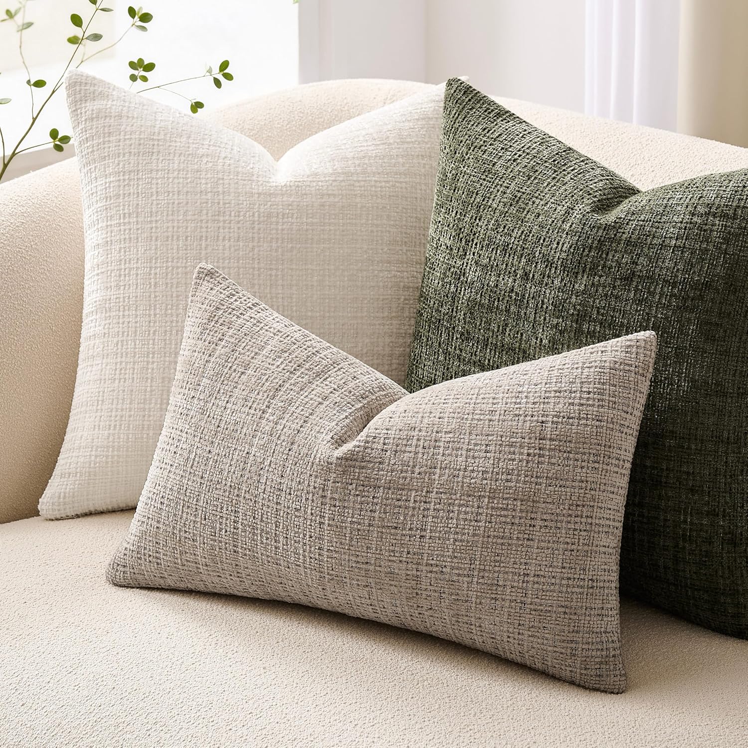 Chenille Boho Blue Throw Pillow Cover — 20" - View 5