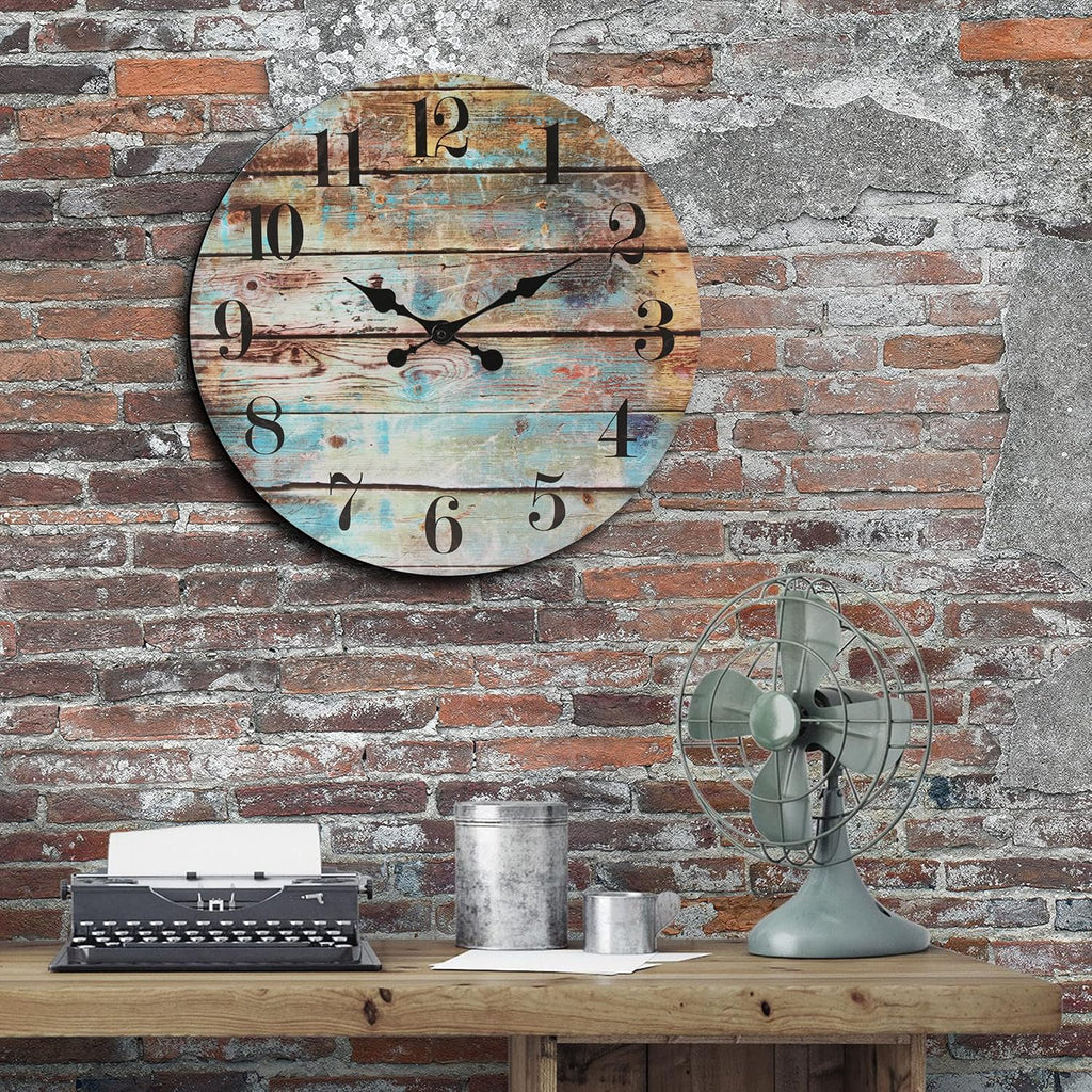 Battery Operated Farmhouse Wood Wall Clock — 18" - View 6