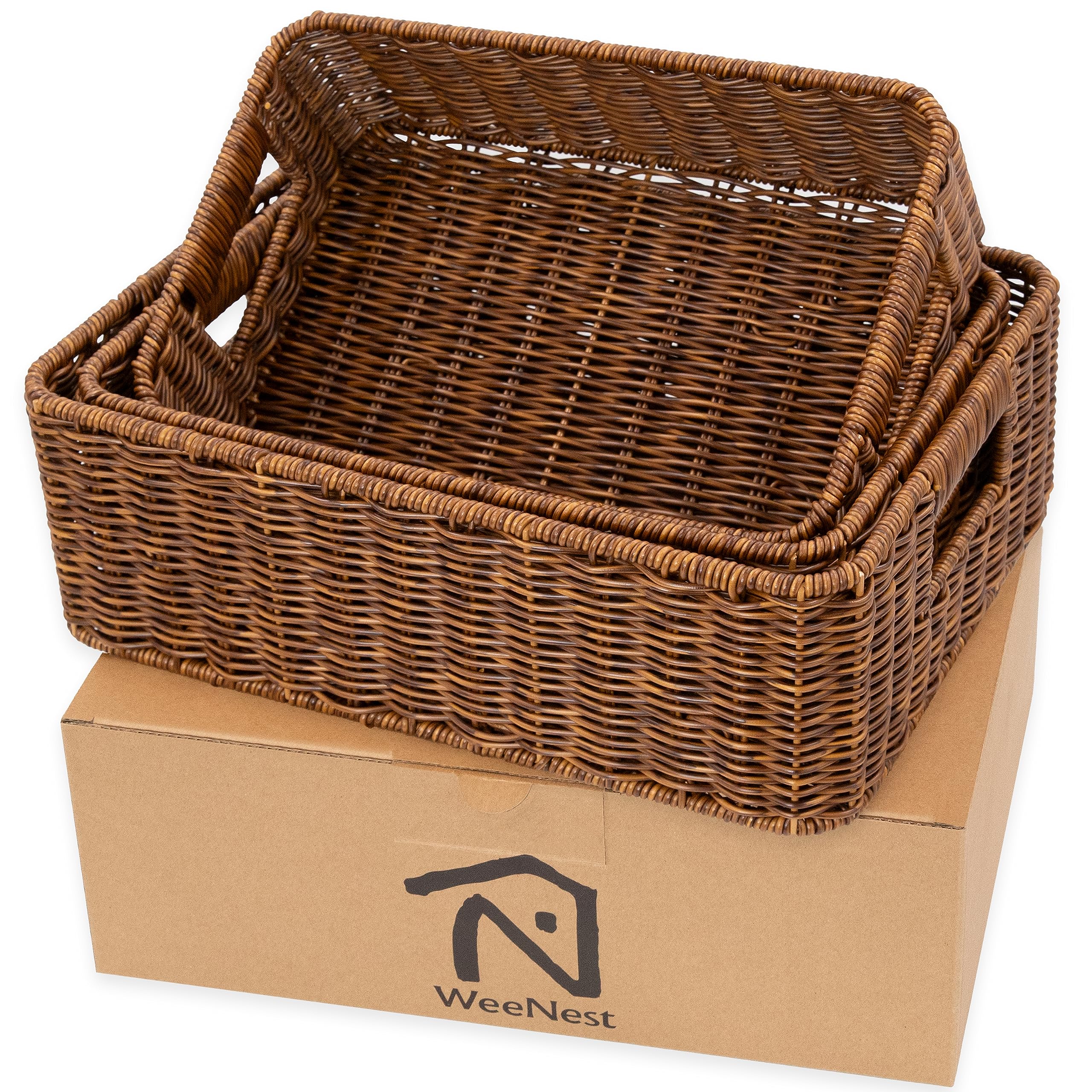 Rectangular Boho Brown Vase — Set of 3