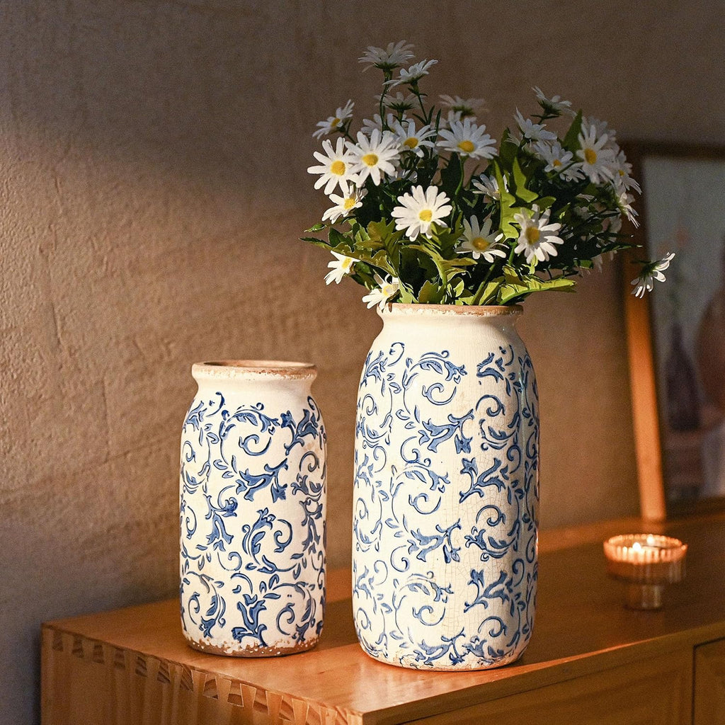 Farmhouse Blue Decorative Vase — 8" - View 5