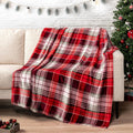 Beige Throw Pillow — 60" — Holiday - Plaid Red