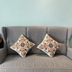 Embroidered Boho White Throw Pillow Cover — 18x18 - View 9