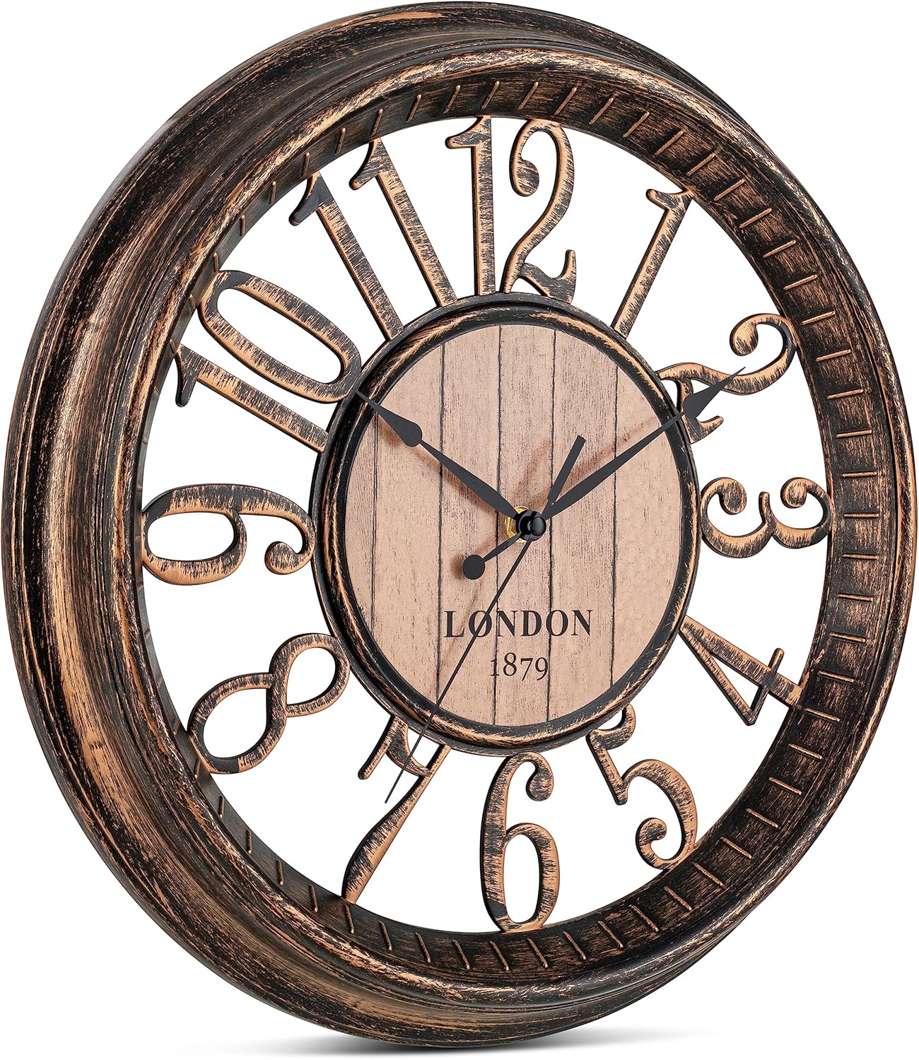 Battery Operated Farmhouse Brown Wall Clock — 16" - View 3