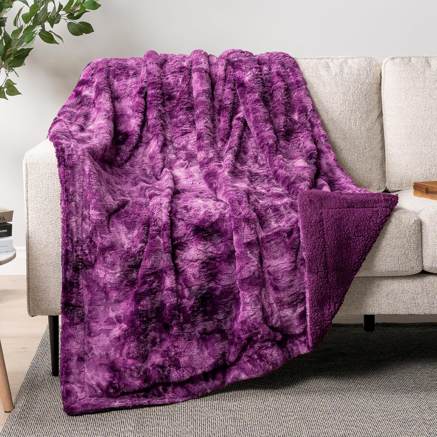Beige Throw Pillow — 80" — Purple