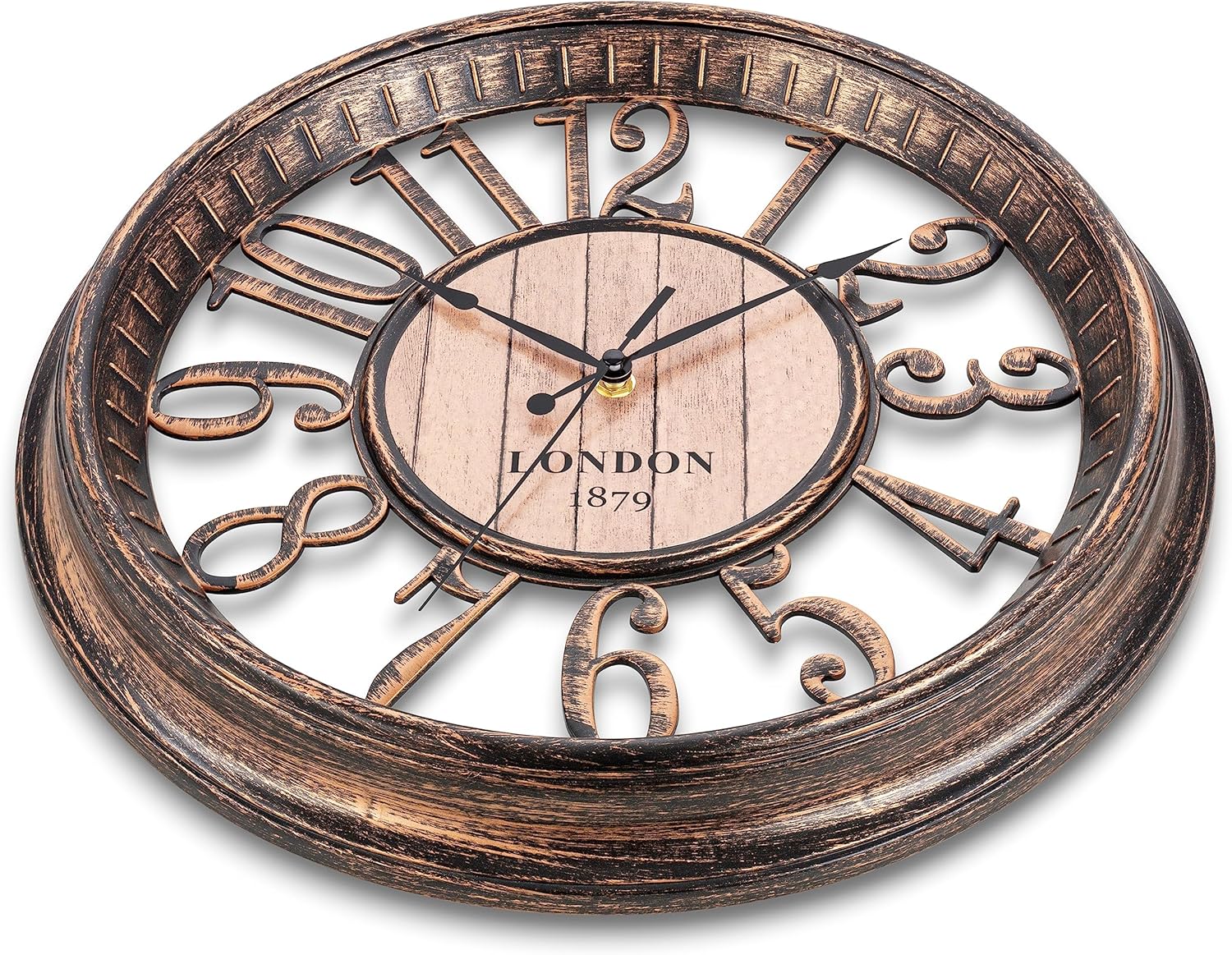 Battery Operated Farmhouse Brown Wall Clock — 16" - View 4
