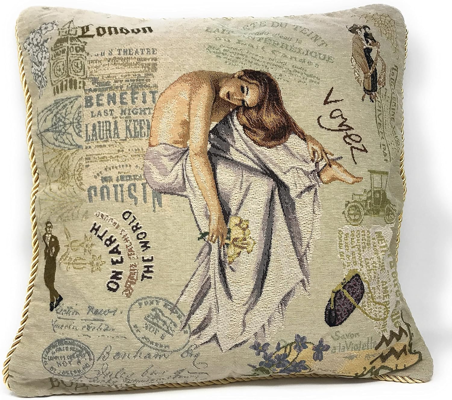 Vintage Boho Blue Throw Pillow Cover — 18" — 18" x 18" (Pack of 1)