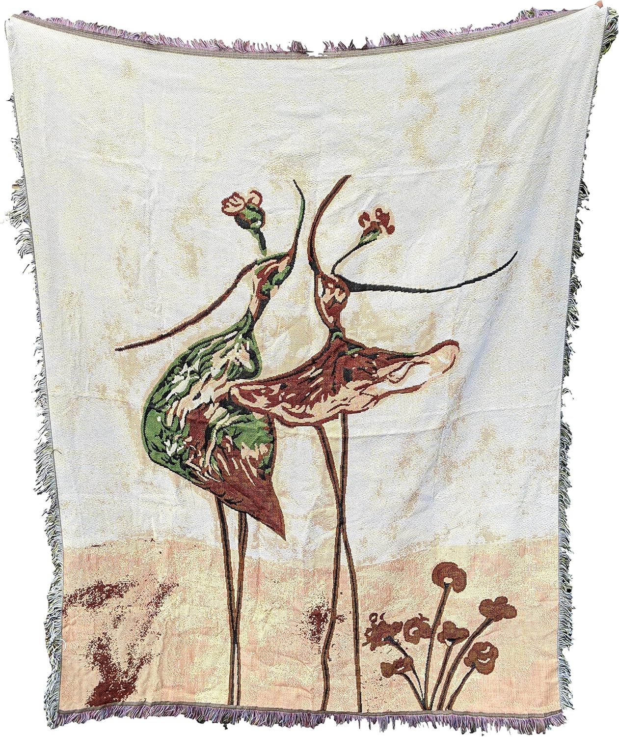 Vintage Boho Rattan Wall Art — 50" — Ballet Dancers