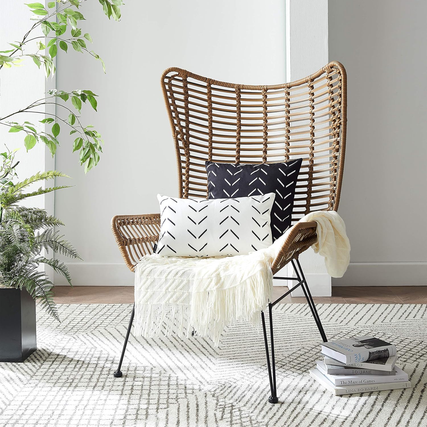 Boho Black Throw Pillow Cover — 18" - View 3