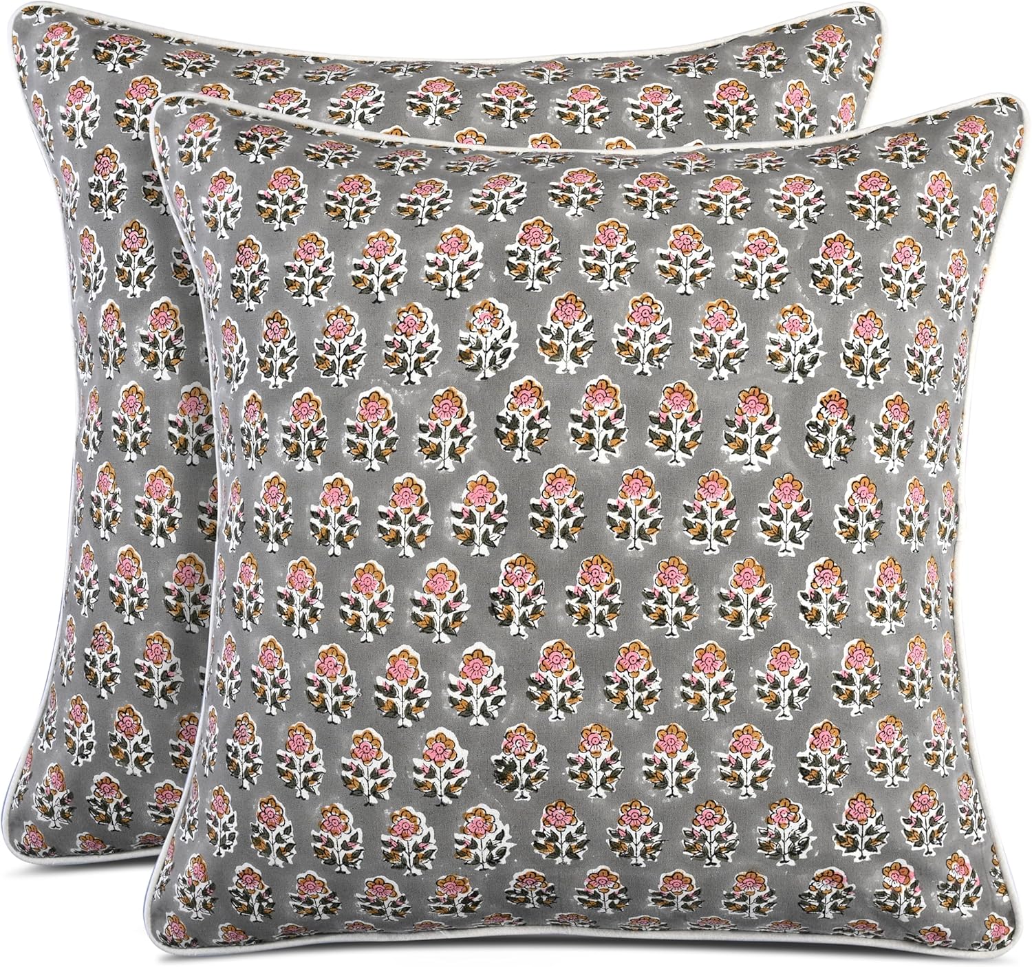 Boho Blue Throw Pillow Cover — 20" — 20" x 20" (Pack of 2)