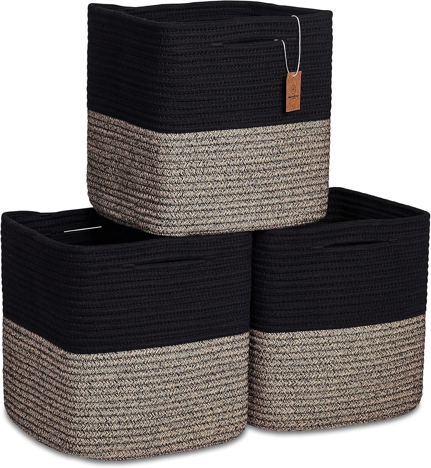 Boho Beige Vase — 11" — Black & Mixed Black