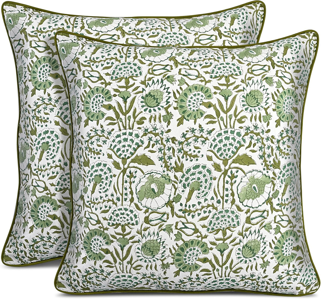 Boho Blue Throw Pillow Cover — 20" — 20" x 20" (Pack of 2)