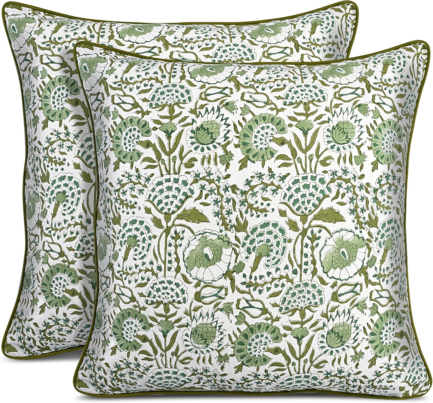 Boho Blue Throw Pillow Cover — 20" — 20" x 20" (Pack of 2)