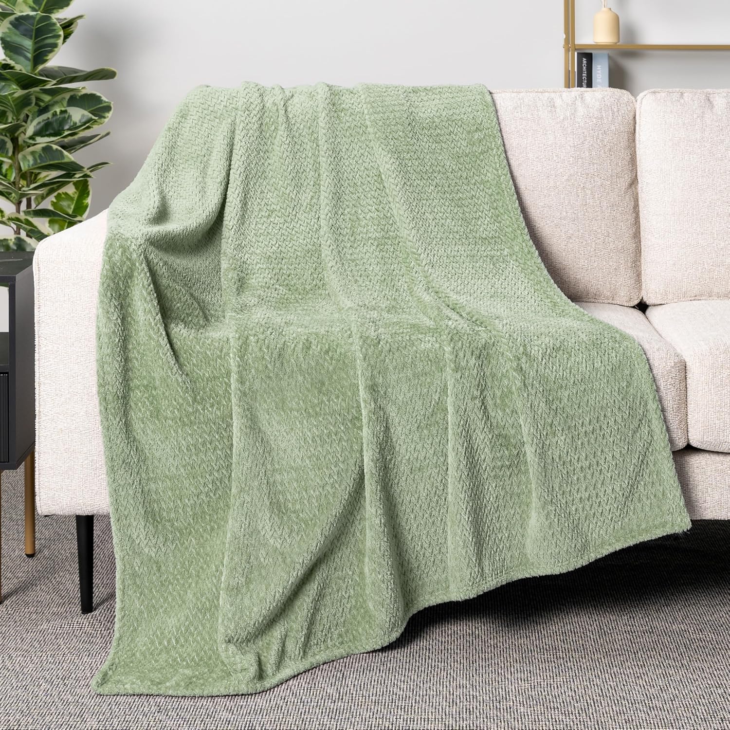 Beige Throw Pillow — 60" — Sage Green