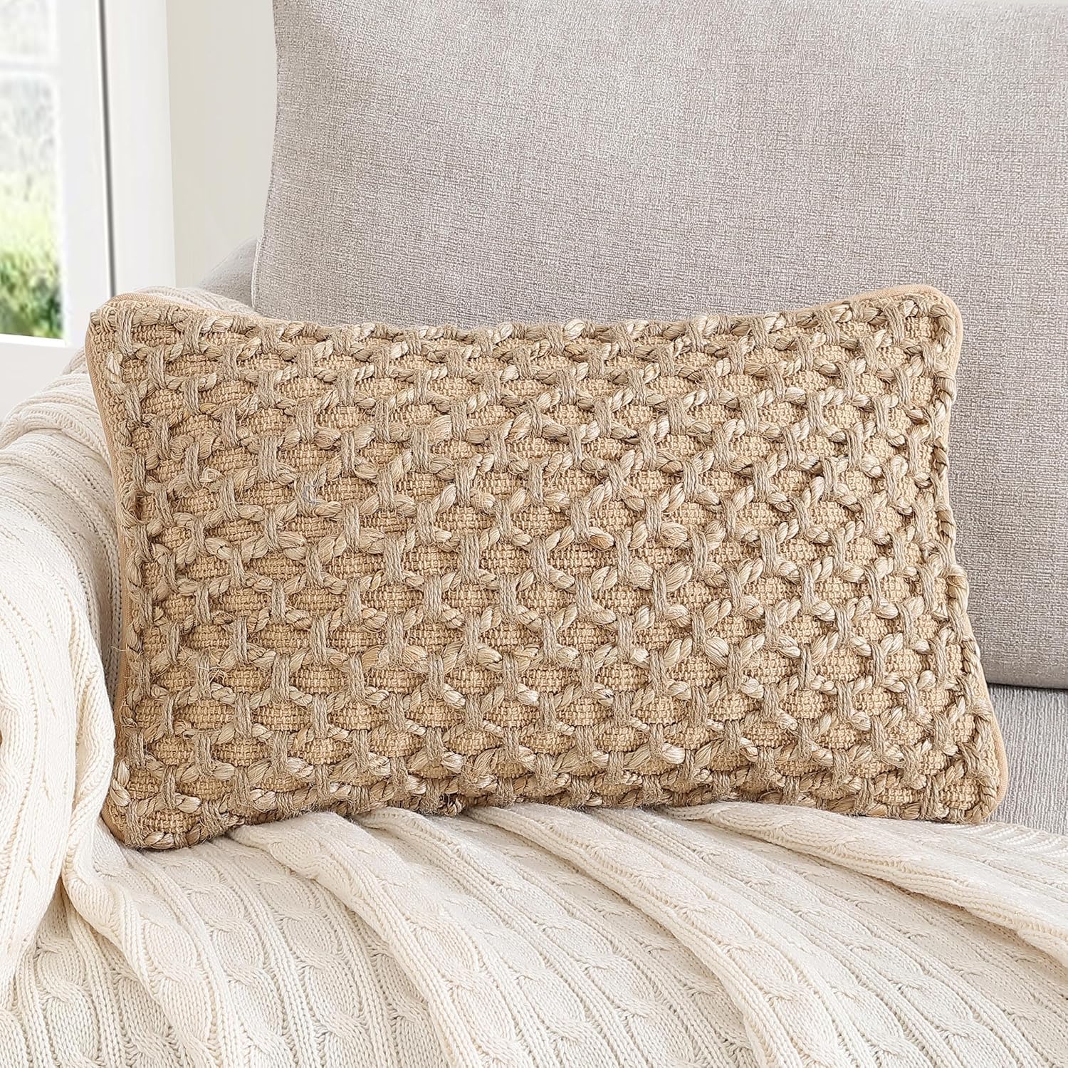 Boho Beige Pillow Cover — 20" — Beige