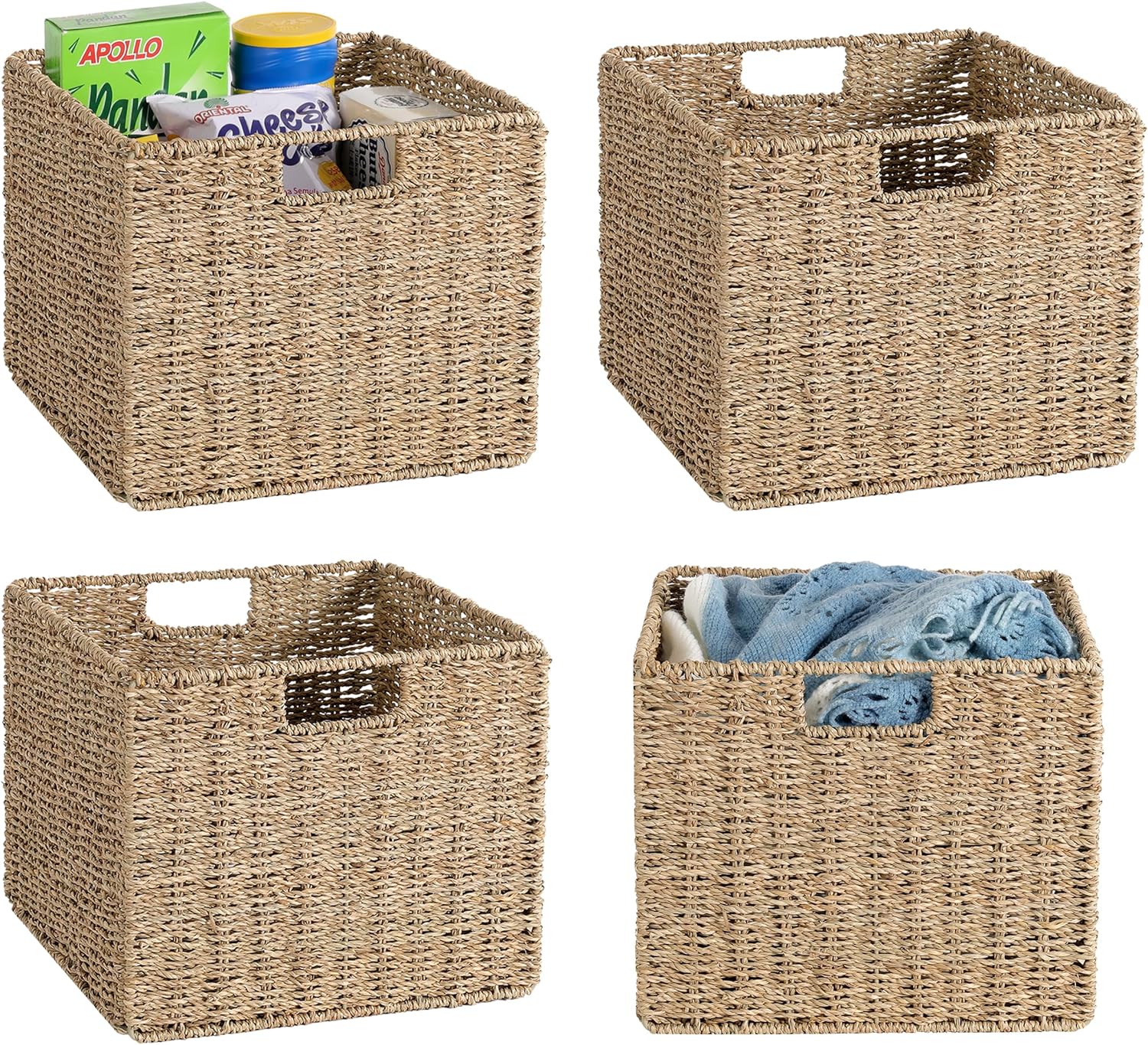 Rattan Storage Basket — 12x12 — Seagrass（4 PACK）