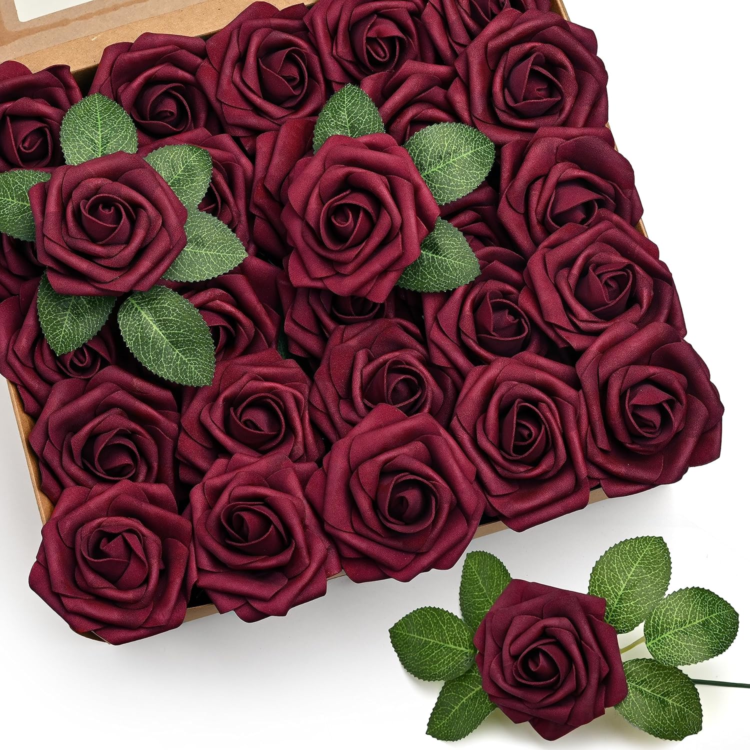 Beige Artificial Flowers — Burgundy