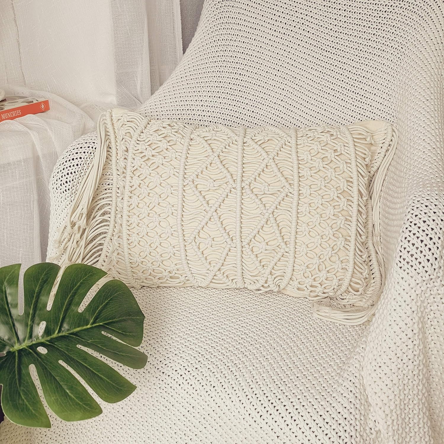 Lumbar Boho Rattan Throw Pillow Cover — Set of 2 - View 8