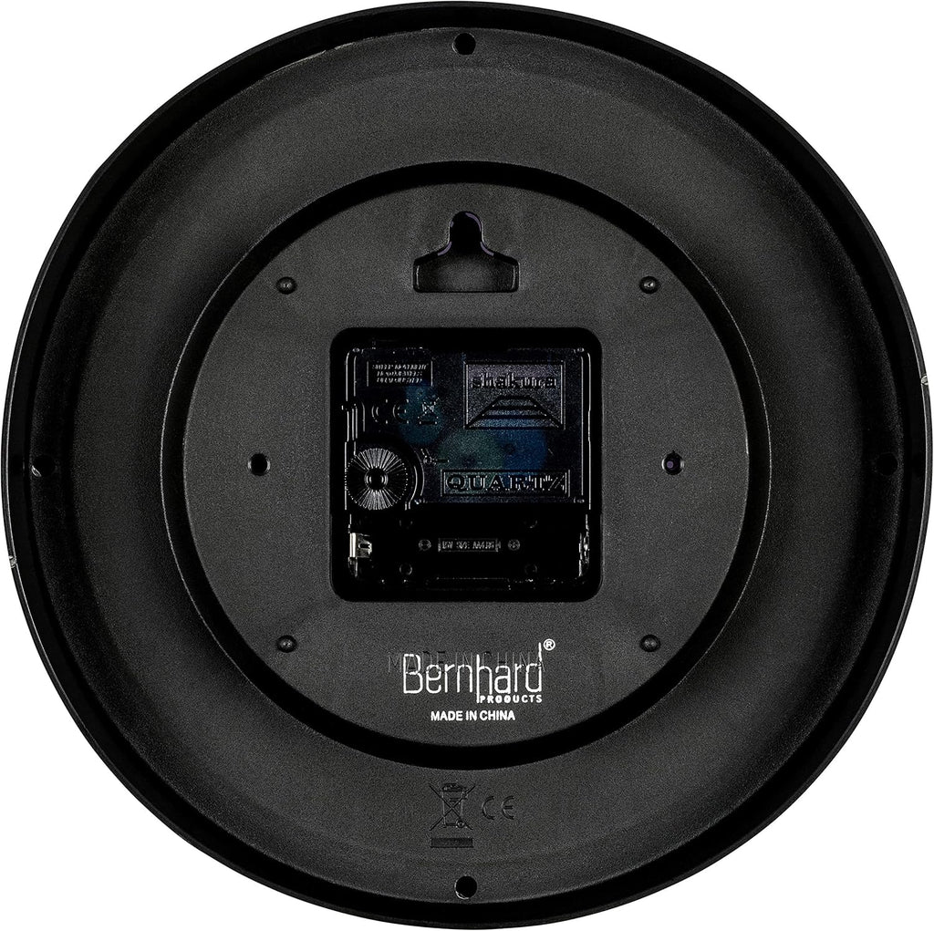 Battery Operated Mid-Century Black Wall Clock — 8" - View 5