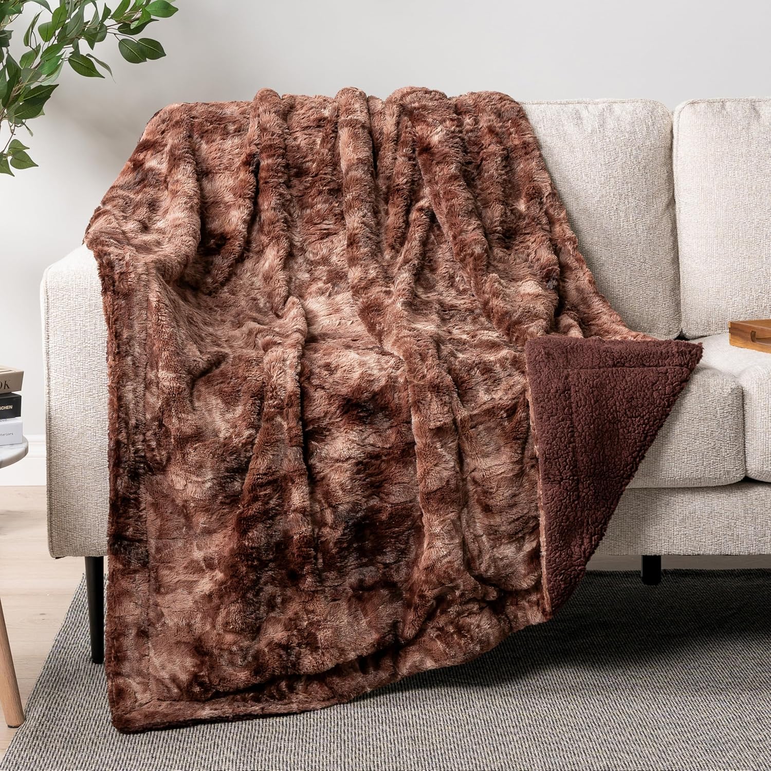 Beige Throw Pillow — 80" — Brown