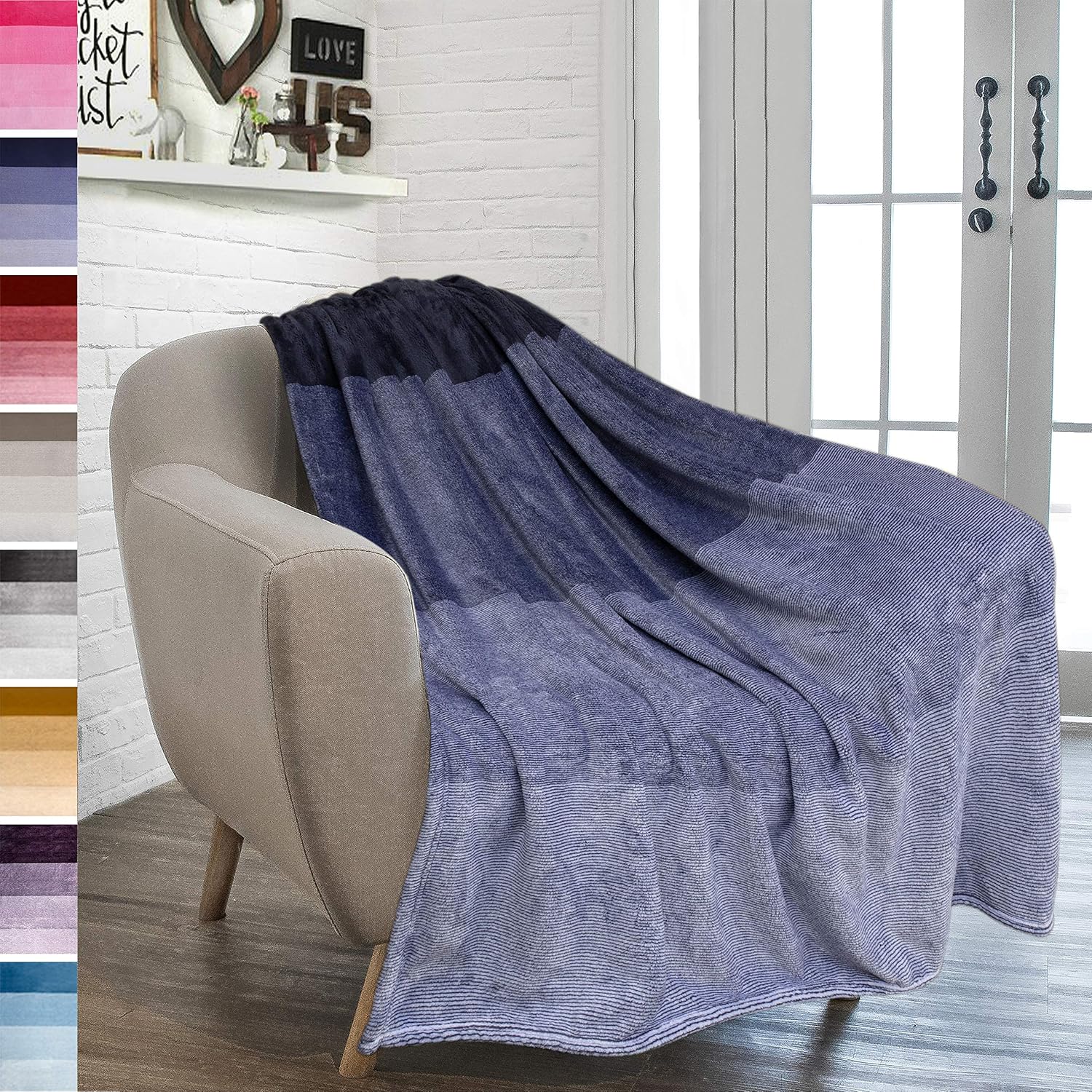 Beige Throw Pillow — 60" — Gradient - Navy