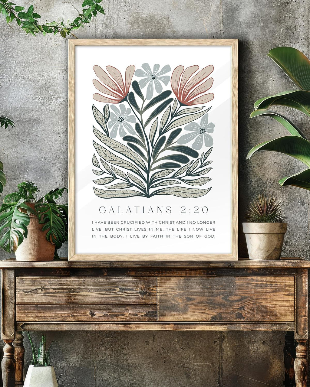 Framed Boho Blue Canvas Wall Art — 16" - View 2