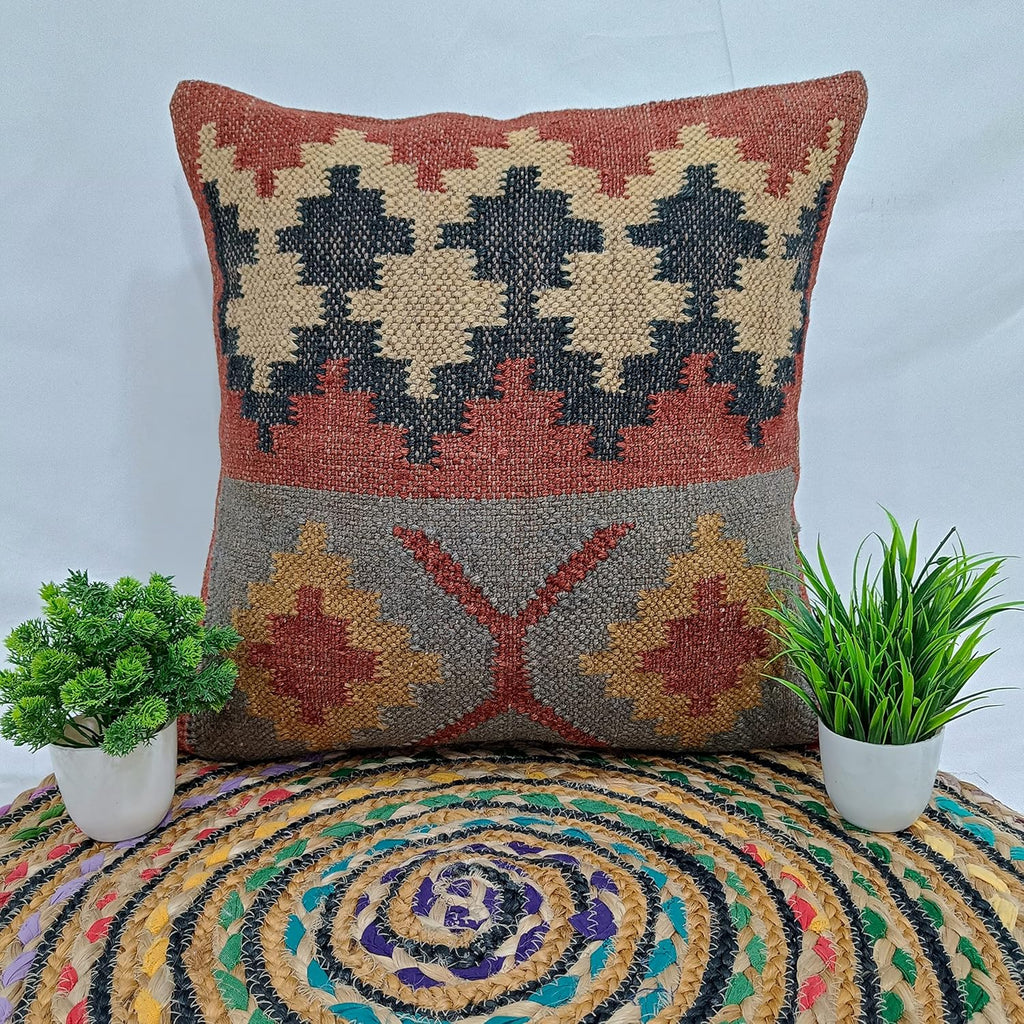 Handwoven Boho Fabric Pillow Cover - View 6