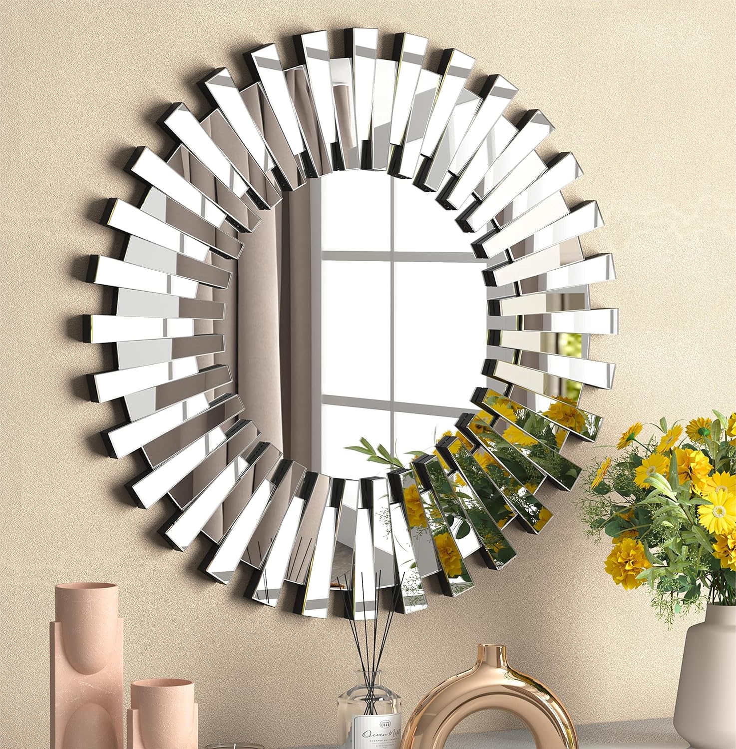 Round Modern Glass Wall Mirror — 18" — Round 31.5'' x 31.5''